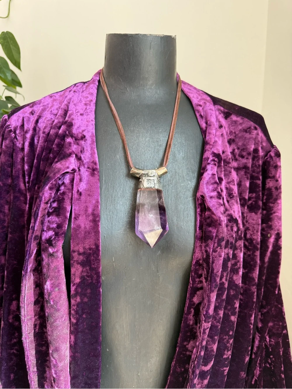 Amethyst Point Pendant Necklace statement jewelry chunky necklace boho gothic